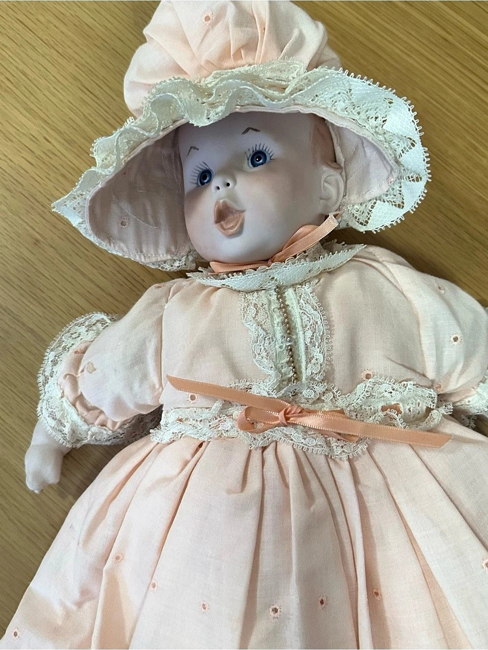 Big Porcelain Doll in Pink & White